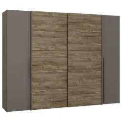 Kleiderschrank in Grau, Eichefarben