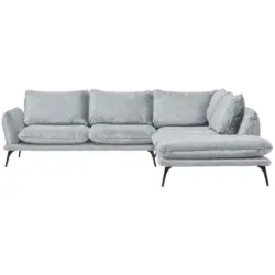 Ecksofa in Velours Silberfarben