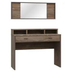 Schminktisch in Grau, Eichefarben