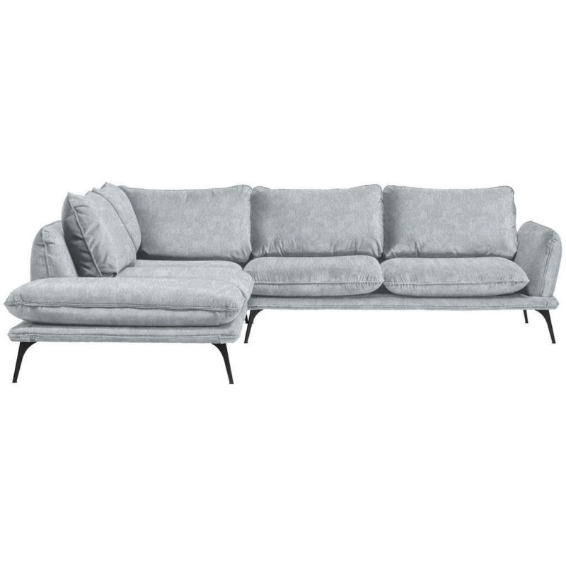 Ecksofa in Velours Silberfarben