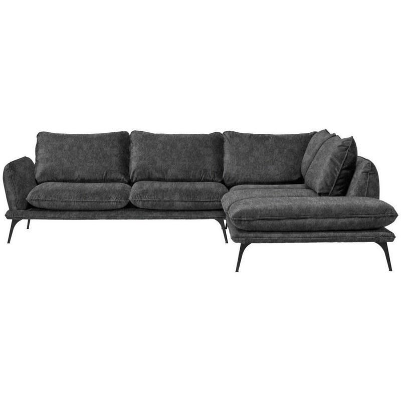 Ecksofa in Velours Anthrazit