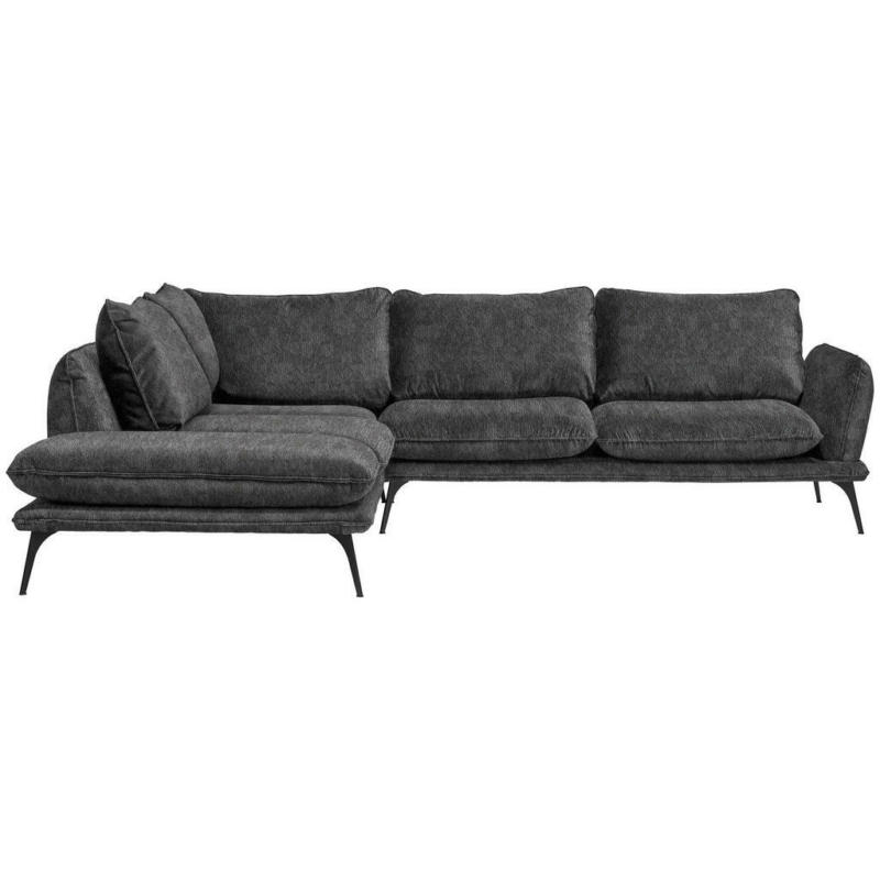 Ecksofa in Velours Anthrazit