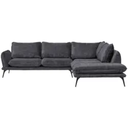 Ecksofa in Velours Dunkelgrau