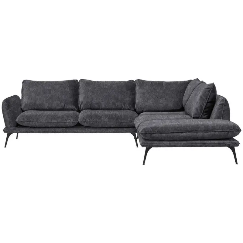 Ecksofa in Velours Dunkelgrau