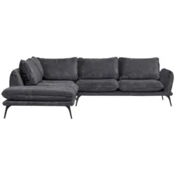 Ecksofa in Velours Dunkelgrau