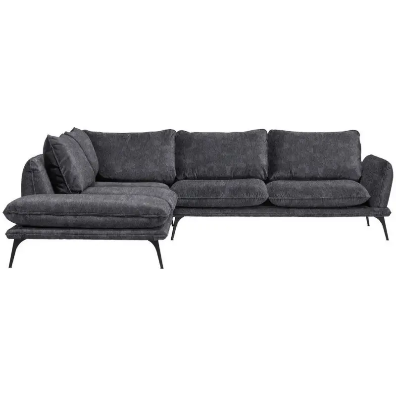 Ecksofa in Velours Dunkelgrau