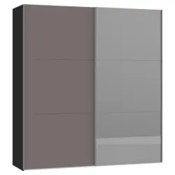 Schwebetürenschrank in Schwarz, Dunkelgrau