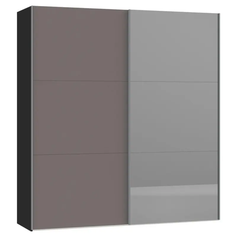 Schwebetürenschrank in Schwarz, Dunkelgrau