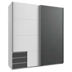 Schwebetürenschrank in Graphitfarben, Weiß
