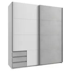 Schwebetürenschrank in Weiß, Hellgrau