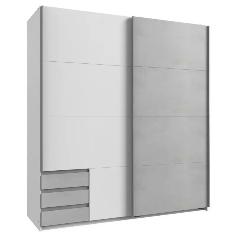 Schwebetürenschrank in Weiß, Hellgrau