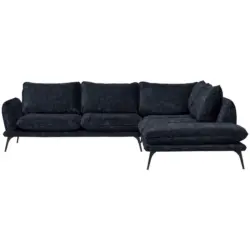 Ecksofa in Velours Schwarz