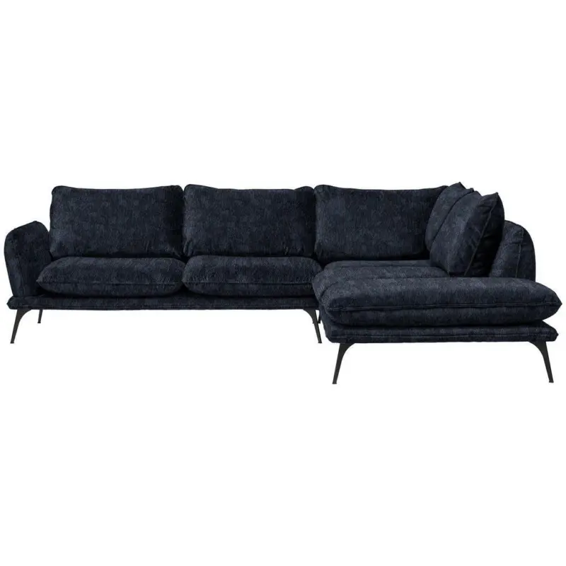 Ecksofa in Velours Schwarz