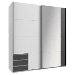 Schwebetürenschrank in Graphitfarben, Weiß