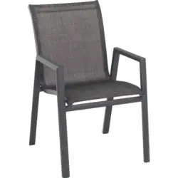 Stapelsessel in Metall, Textil Anthrazit, Dunkelgrau