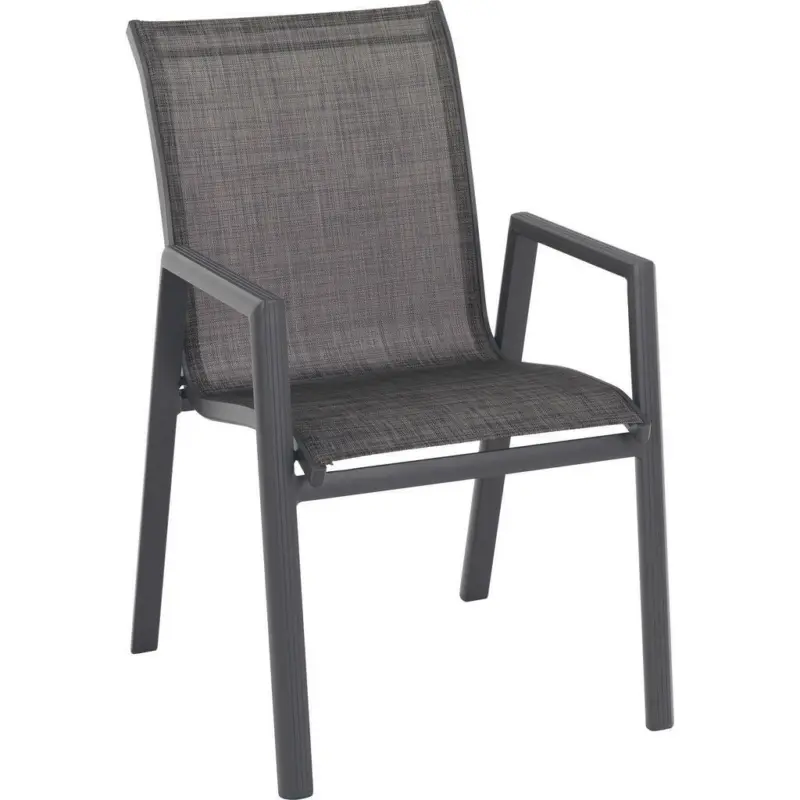 Stapelsessel in Metall, Textil Anthrazit, Dunkelgrau