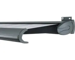 SOLUNA Kassettenmarkise Exclusiv 5x2,5 Stoff Dessin 7109 Gestell RAL 7016 anthrazitgrau Antrieb rechts inkl. Motor und Wandschalter