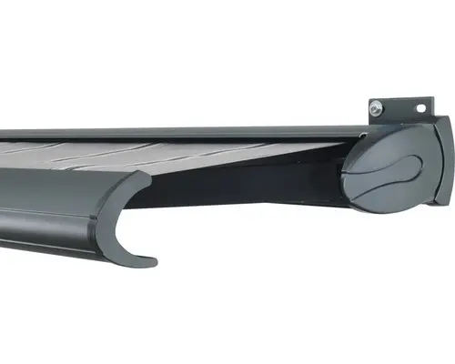 SOLUNA Kassettenmarkise Exclusiv 4,5x3 Stoff Dessin A131 Gestell RAL 7016 anthrazitgrau Antrieb rechts inkl. Motor und Wandschalter