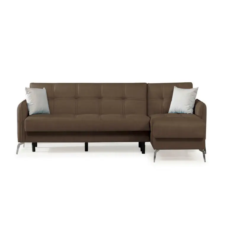 Eckschlafsofa in Webstoff Braun