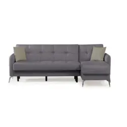 Eckschlafsofa in Webstoff Graphitfarben