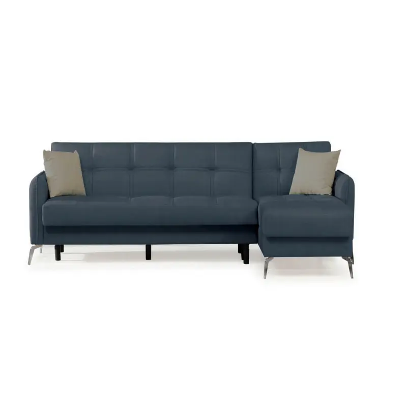 Eckschlafsofa in Webstoff Graublau