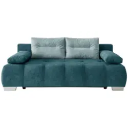 Schlafsofa in Mikrofaser Dunkelblau, Mintgrün