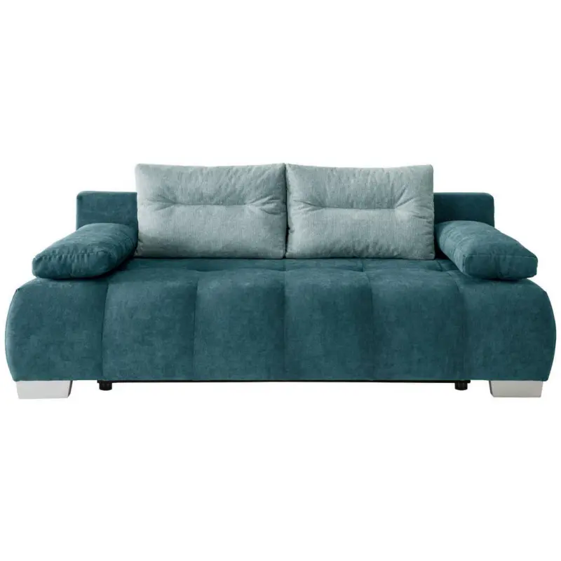 Schlafsofa in Mikrofaser Dunkelblau, Mintgrün