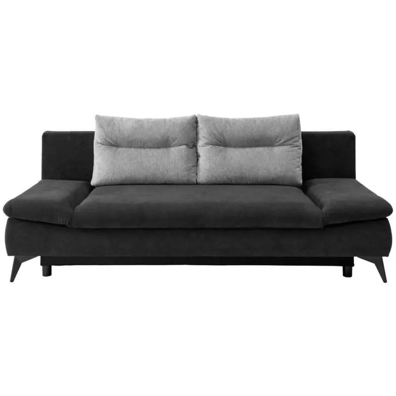 Schlafsofa in Mikrofaser Schwarz, Hellgrau