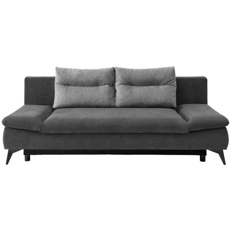 Schlafsofa in Mikrofaser Silberfarben, Dunkelgrau