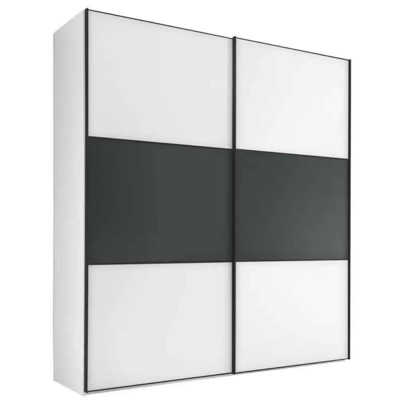 Schwebetürenschrank in Anthrazit, Weiß