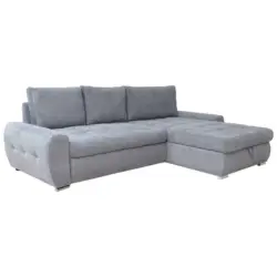Eckschlafsofa in Velours Hellgrau