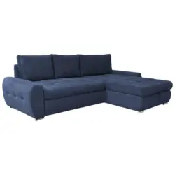 Eckschlafsofa in Velours Dunkelblau
