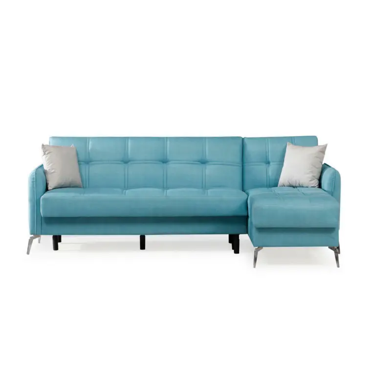 Eckschlafsofa in Webstoff Blau