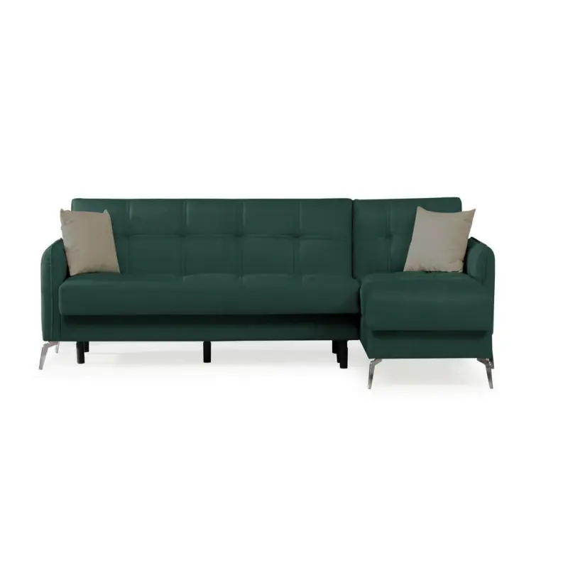Eckschlafsofa in Webstoff Grün