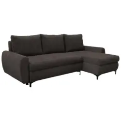 Eckschlafsofa in Mikrofaser Dunkelbraun