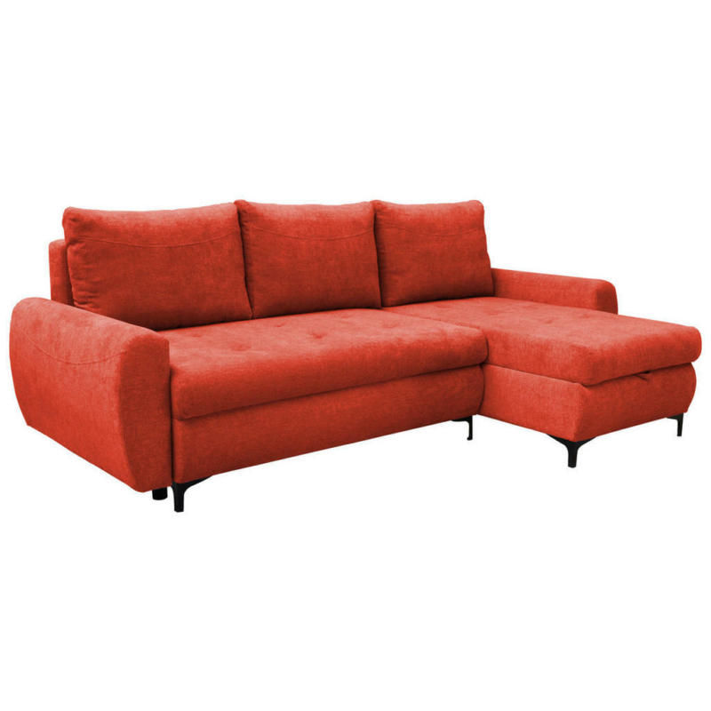 Eckschlafsofa in Mikrofaser Orange