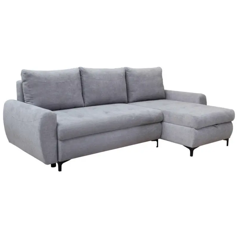 Eckschlafsofa in Velours Hellgrau