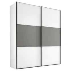 Schwebetürenschrank in Weiß, Hellgrau