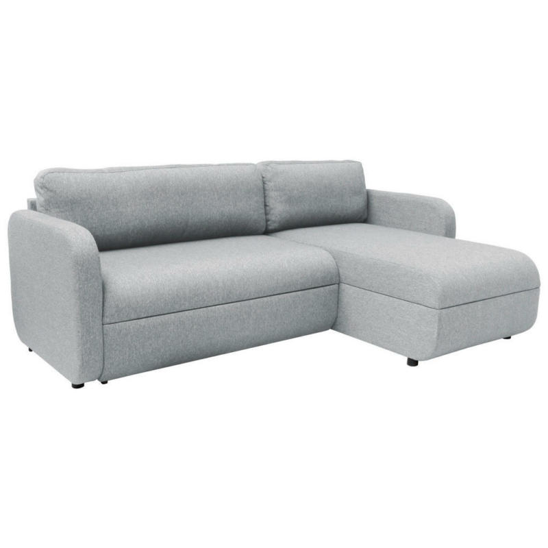 Eckschlafsofa in Webstoff Silberfarben