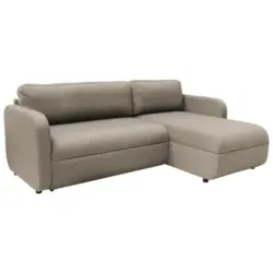 Eckschlafsofa in Webstoff Taupe