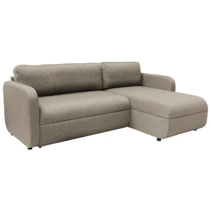 Eckschlafsofa in Webstoff Taupe