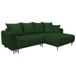 Eckschlafsofa in Plüsch Dunkelgrün