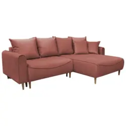 Eckschlafsofa in Plüsch Altrosa