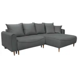 Eckschlafsofa in Plüsch Graubraun