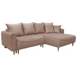 Eckschlafsofa in Plüsch Rosa