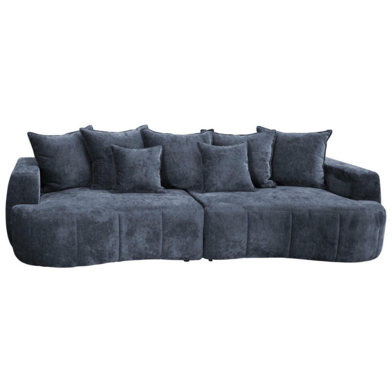 Boxspringsofa in Velours Dunkelblau