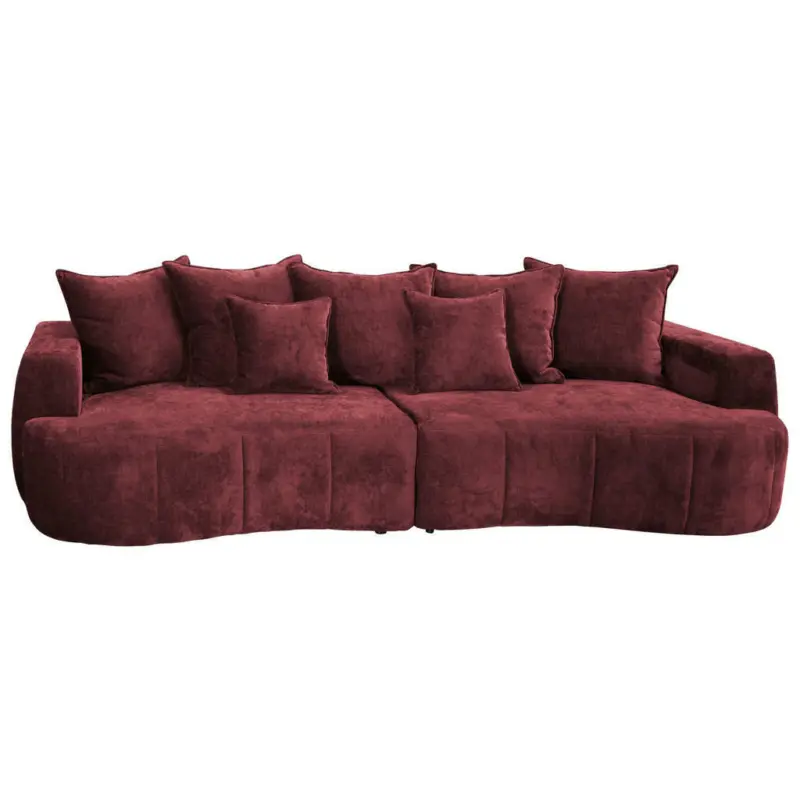 Boxspringsofa in Velours Bordeaux