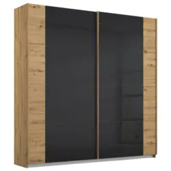 Schwebetürenschrank in Anthrazit, Eiche Artisan