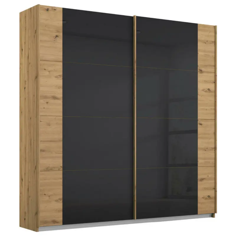 Schwebetürenschrank in Anthrazit, Eiche Artisan