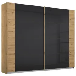 Schwebetürenschrank in Anthrazit, Eiche Artisan